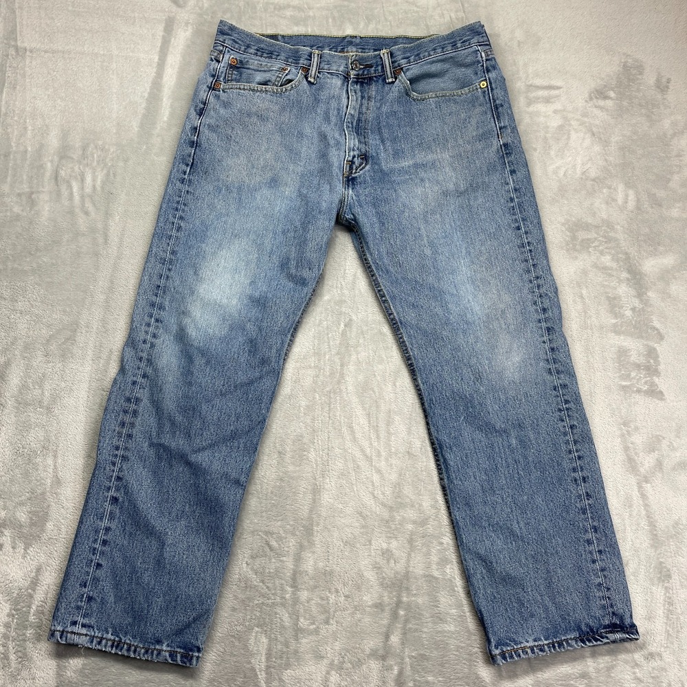 Levi's 505 Jeans Mens 36x29 Blue Denim Faded Boho Americana Red Tab Straight Leg